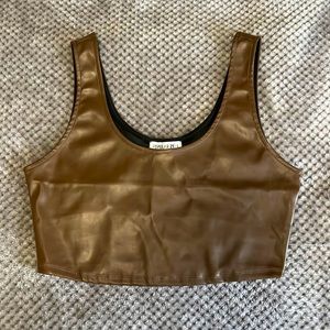 Leather brown crop top